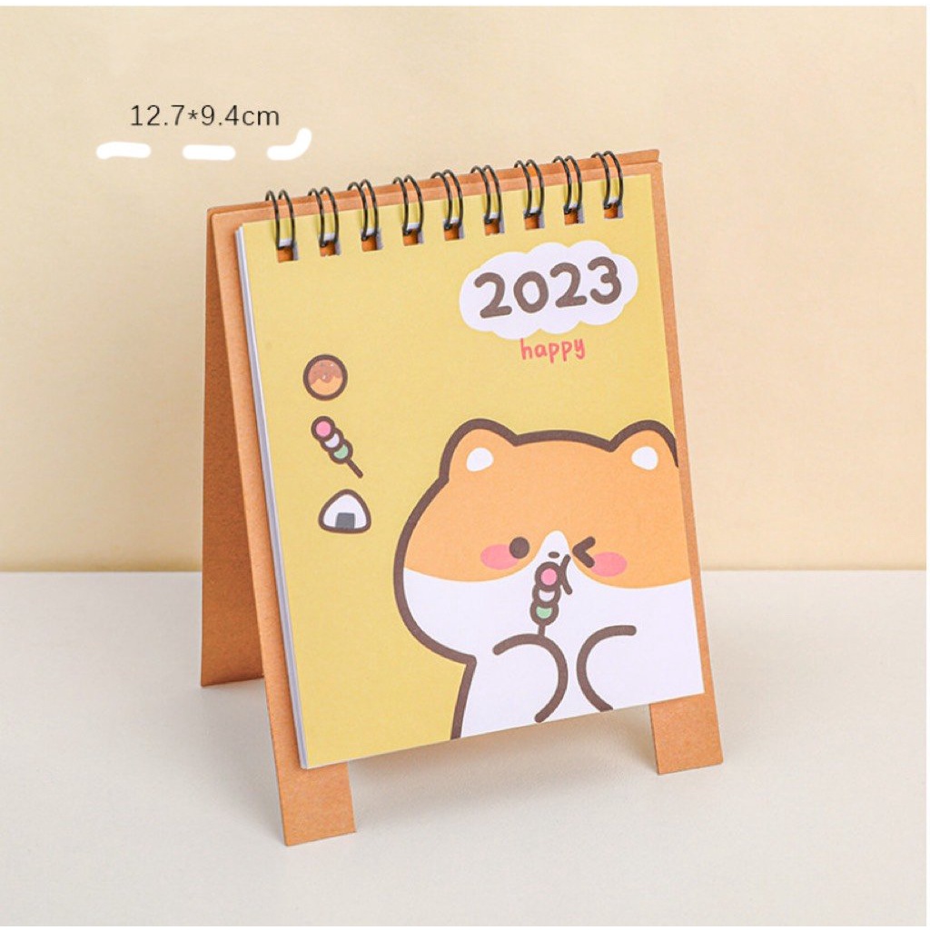 Lịch 2023 để bàn hình gấu thỏ dễ thương - Lịch chữ A mini trang trí bàn học, bàn làm việc kèm NOTE cute, Sỉ Lịch 2023