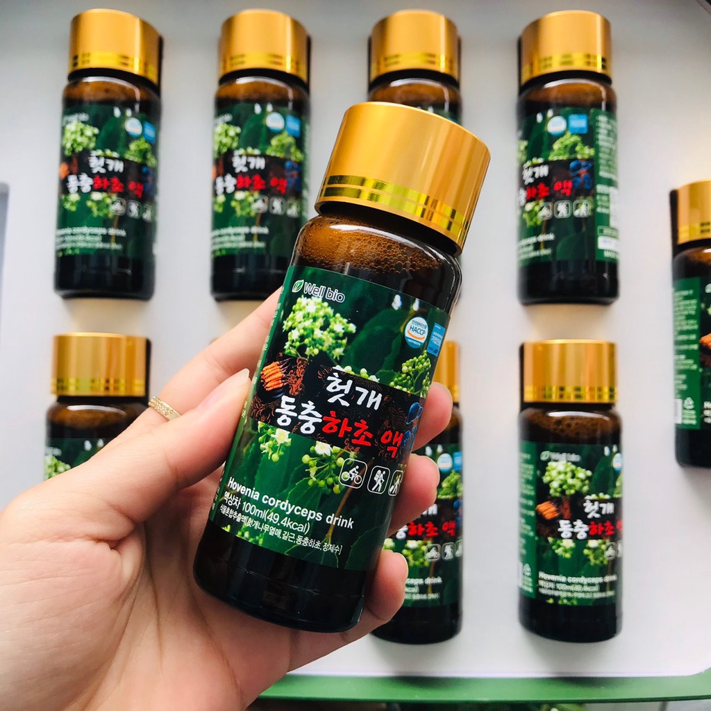 Nước Bổ Gan Đông Trùng Hạ Thảo Hàn Quốc Well Bio hộp 10 chai 100ml