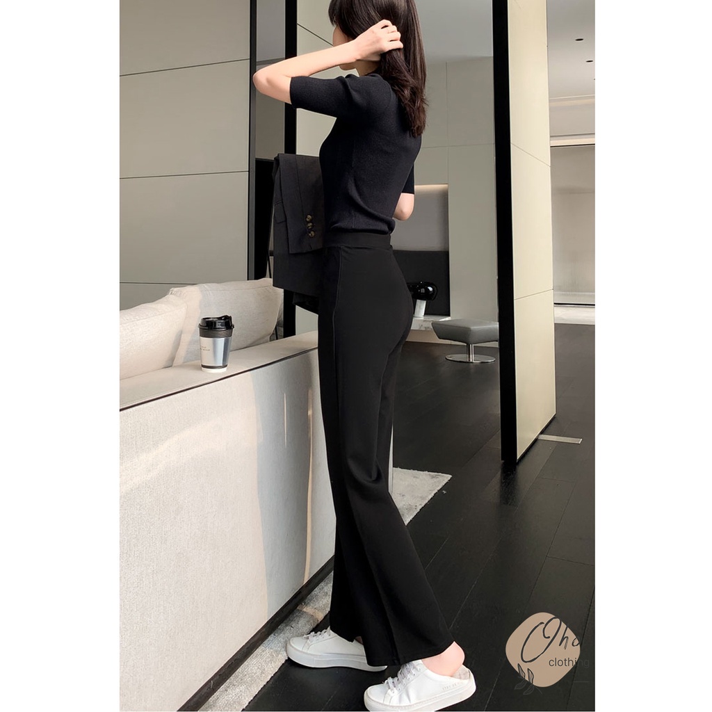 Quần Tây  Ống Loe Lưng Cao - Chất UMI SỊN Co Giãn 4 chiều - Quần ống bass cao cấp