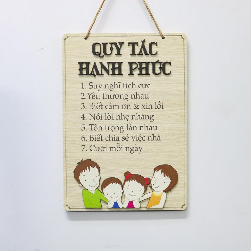 Bảng Gỗ Trang Trí Cá Quy Tắc Gia Đình