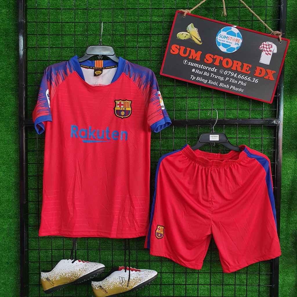 Barca Đỏ SV - Áo Đá Banh Thun Lạnh Cao Cấp
