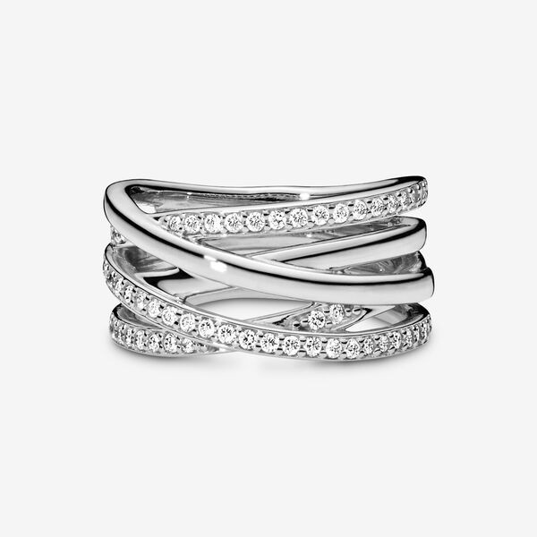 P Nhẫn Bạc Sterling S925 Đính Đá CZ Lấp Lánh