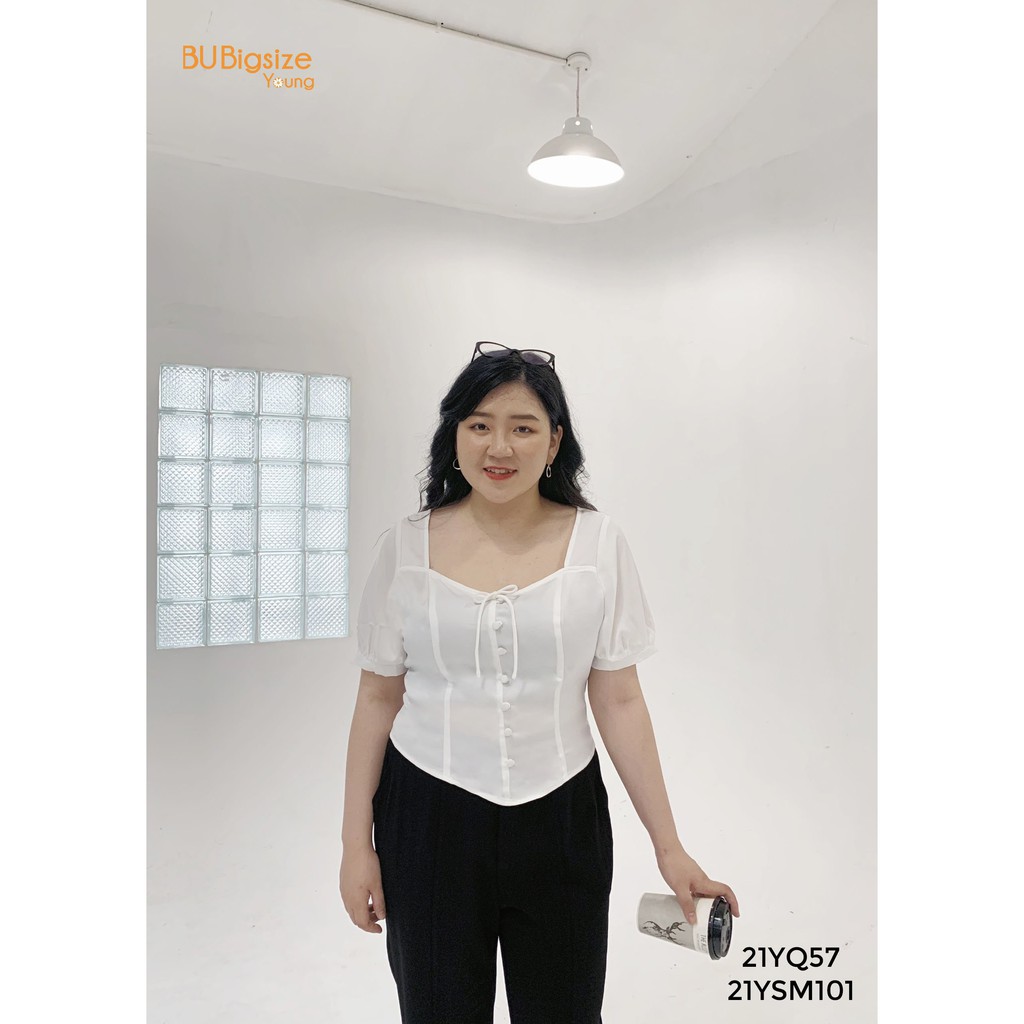 Quần Baggy cạp cao hai cúc BIGSIZE 55kg đến 95kg - 21YQ57 - [BU Bigsize Young]