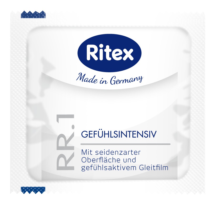 Bao cao su Ritex RR.1 - Cảm xúc mãnh liệt, bao cao su trơn mỏng, size 52.5mm, 3 bao/hộp