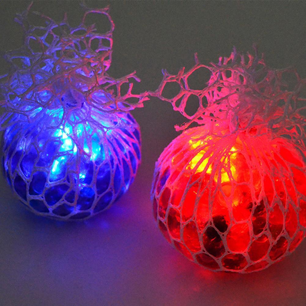 1pc Funny Anti-stress Squishy Led Mesh Ball Grape Squeeze Sensory Fruity Newly Toy Kids &amp; Adults Play Vent Toy Gift