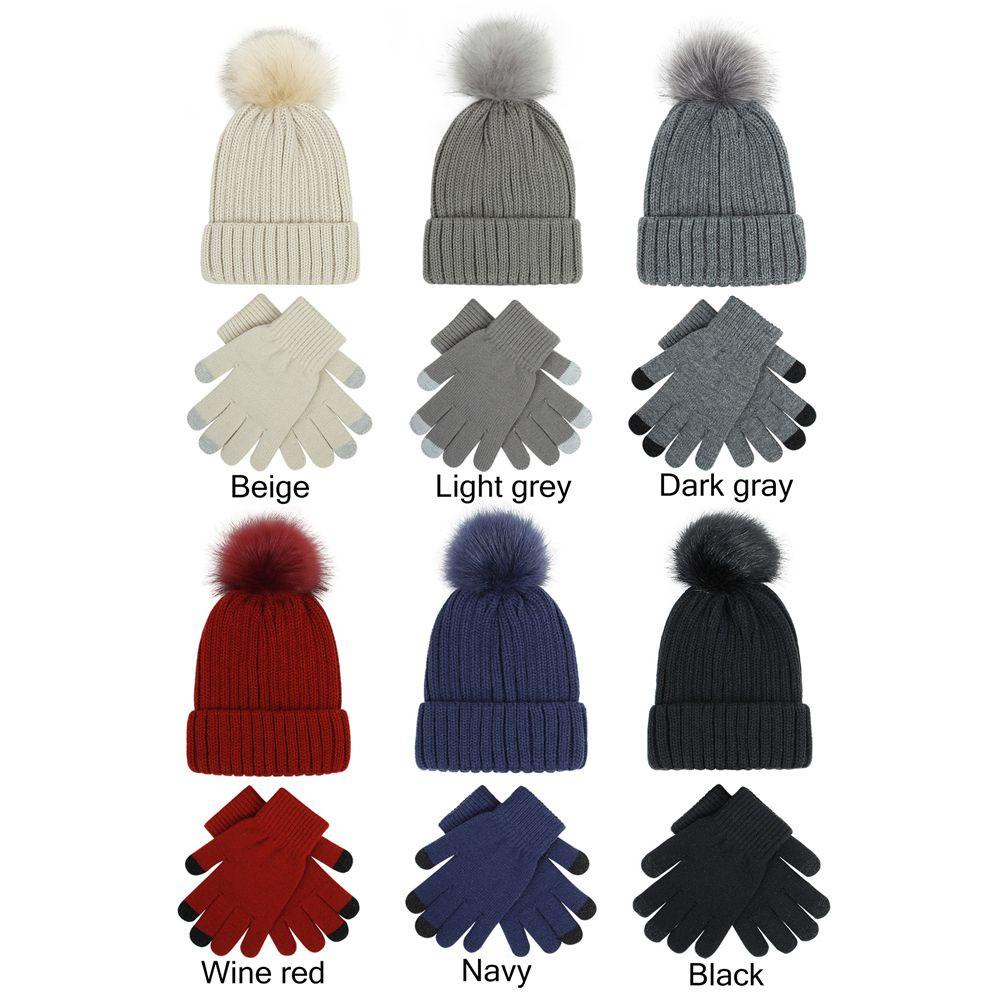 Bộ Mũ Beanie Và Găng Tay Đan Len Dày Dặn Ấm Áp Mùa Đông