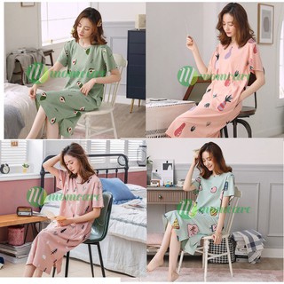 Váy ngủ mặc nhà thun cotton họa tiết xinh xắn - Đầm ngủ đẹp thời trang mùa hè giá rẻ