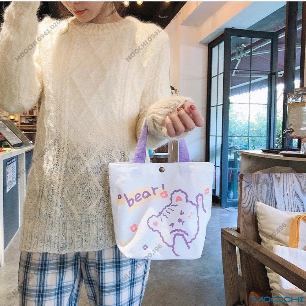 Túi Vải Canvas Mini In Họa Tiết Đáng Yêu Phong Cách Thời Trang Dành Cho Bạn Nữ