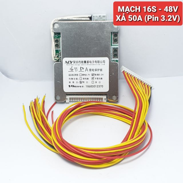 Achun.vn - MẠCH BẢO VỆ PIN SẮT 16S-48V- XẢ MAX 30A/50A - bảo vệ pin sắt 3.2V