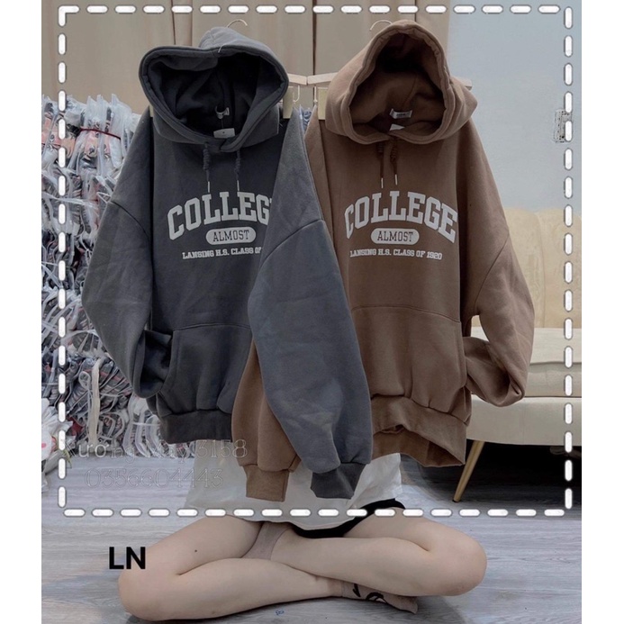 Áo hoodie nỉ cotton COLLEGE LN12