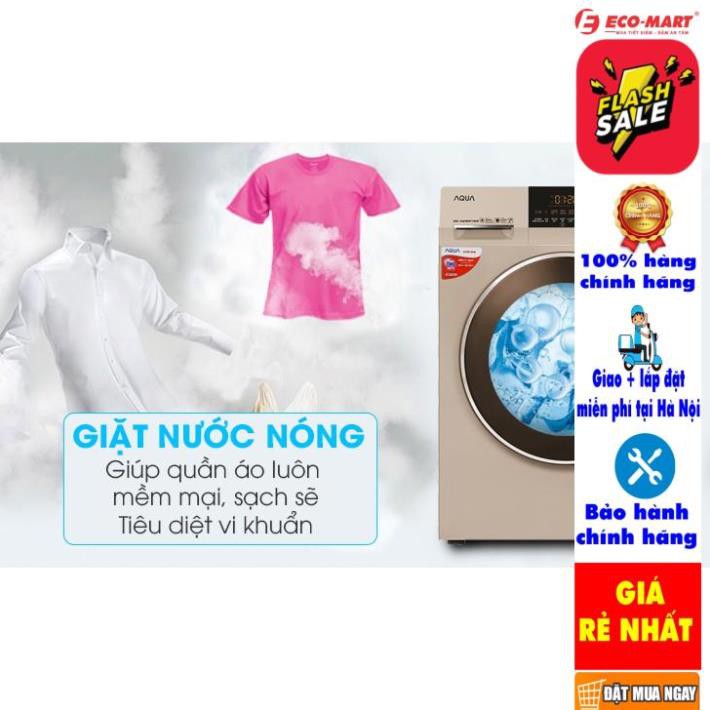 [ VẬN CHUYỂN MIỄN PHÍ KHU VỰC HÀ NỘI ]  Máy giặt Aqua cửa ngang 8.5 kg màu vàng kim AQD-DD850A.N