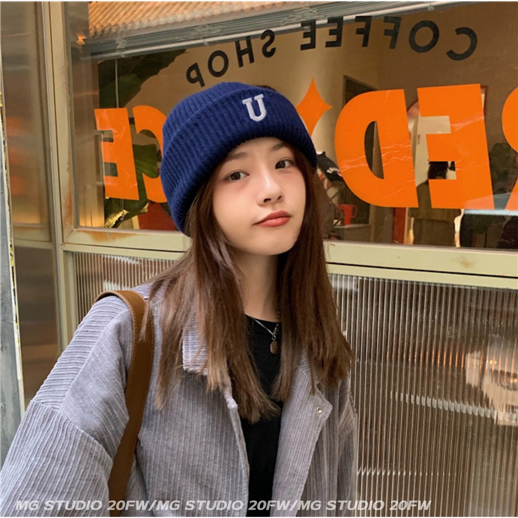 Mũ Len Dệt Kim MG STUDIO Thêu Họa Tiết Chữ Cái Thời Trang