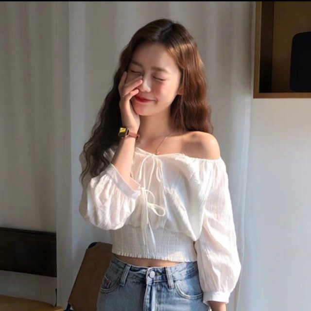 Áo croptop rút dây chun eo