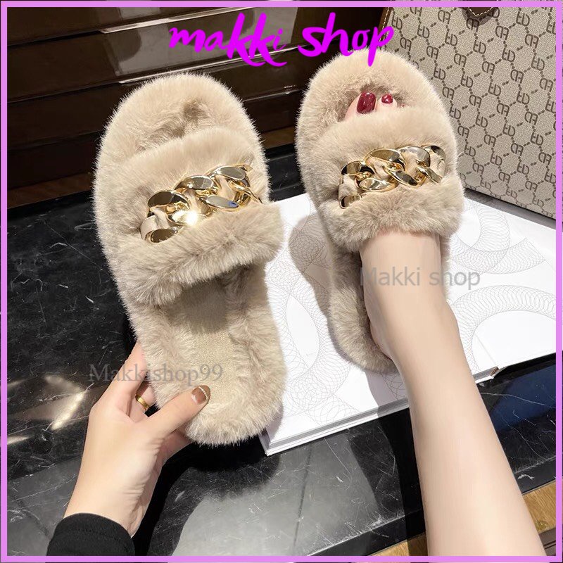 Dép lông xích siêu xinh mới, dép nữ mang trong nhà MAKKI SHOP