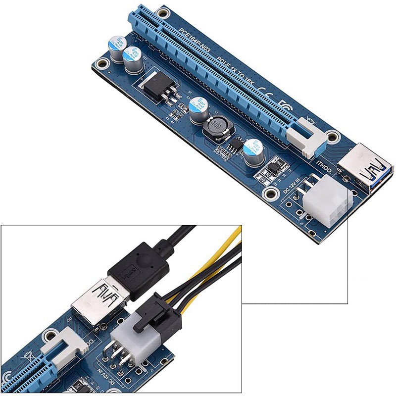 Cáp Chuyển Đổi Pci-E 1x Sang 16x Kèm Cáp Nguồn Sata | BigBuy360 - bigbuy360.vn
