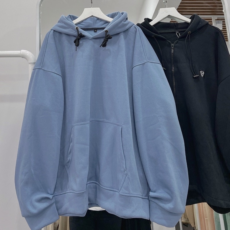 Áo Hoodie trơn màu XÁM XANH ảnh thật unisex  Áo Khoác Hoodie form rộng ❤️