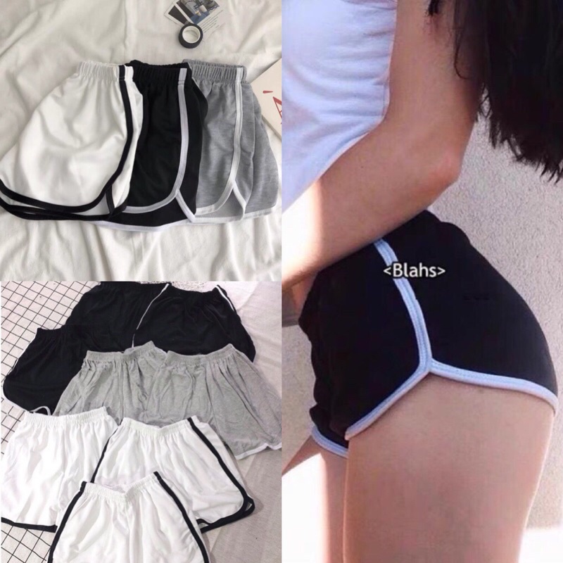 Quần Short Viền Đùi Kẻ Trắng Nữ🌸 Shorts Thể Thao Dáng Ngắn Năng Động Trẻ Trung Màu Đen Ulzzang HOT 🌸