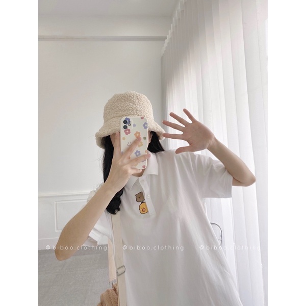 BIBOO - Áo polo có cổ tay ngắn form unisex nam nữ GẤU VỊT TÒ MÒ chất liệu cotton cao cấp