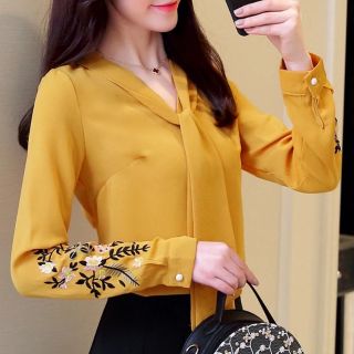 (  ORDER ) ÁO KIỂU NỮ THIÊU HOA 02 ( CÓ HÌNH THẬT )