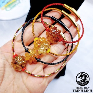 Vòng tay cỏ bốn lá t.anh t.ó.c vàng may mắn