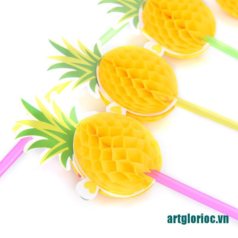 hot&25/50Pcs Flamingo Pineapple Drinking Straws Hawaii Beach Party Decoration