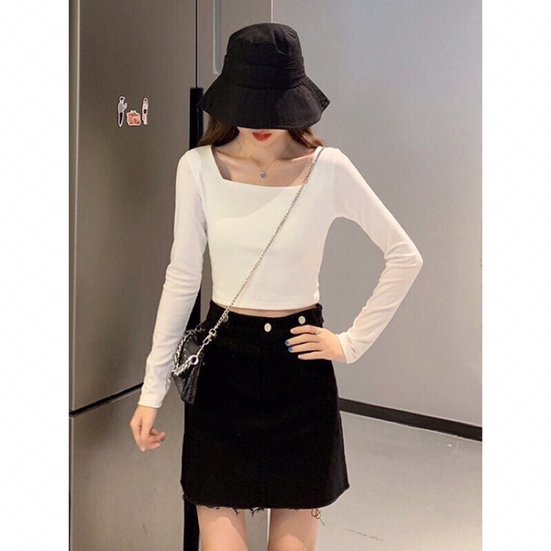 ÁO CROPTOP CỔ VUÔNG CHẤT COTTON ĐẸP LOẠI 1 | BigBuy360 - bigbuy360.vn