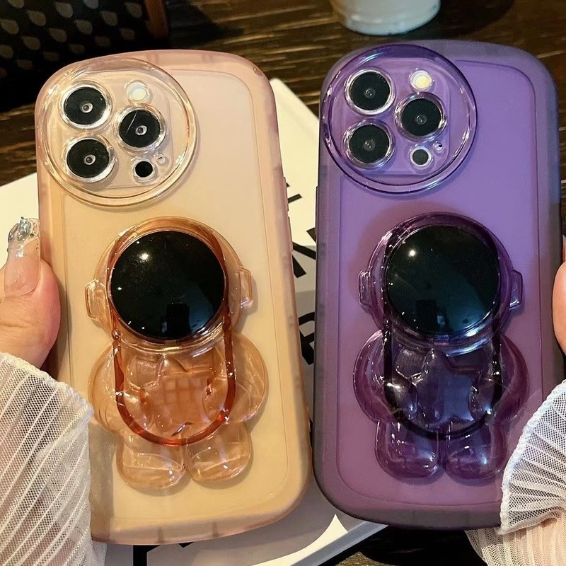 Ốp Điện Thoại TPU Mềm Họa Tiết Phi Hành Gia Sang Trọng Có Giá Đỡ Cho iPhone 13 11 12 Pro Max XS Max XR X