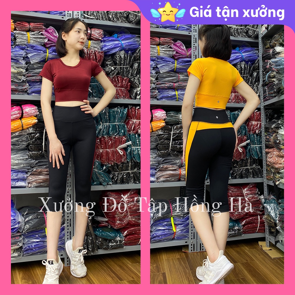 ✅ Ảnh Thật 100% - Mặc Là Mê ✅Bộ tập GYM nữ đa năng - Yoga nữ - Set tập yoga cộc tay họa tiết phối quần đen