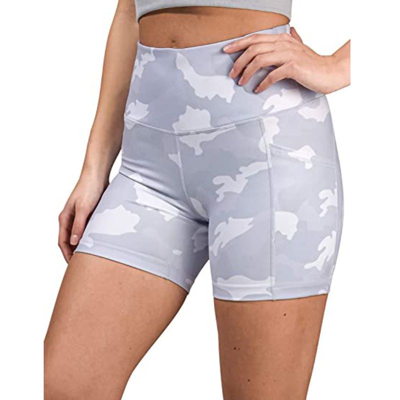 Quần Short Legging Tập Yoga Lưng Cao In Họa Tiết Rằn Ri Phối Túi Thời Trang Cho Nữ