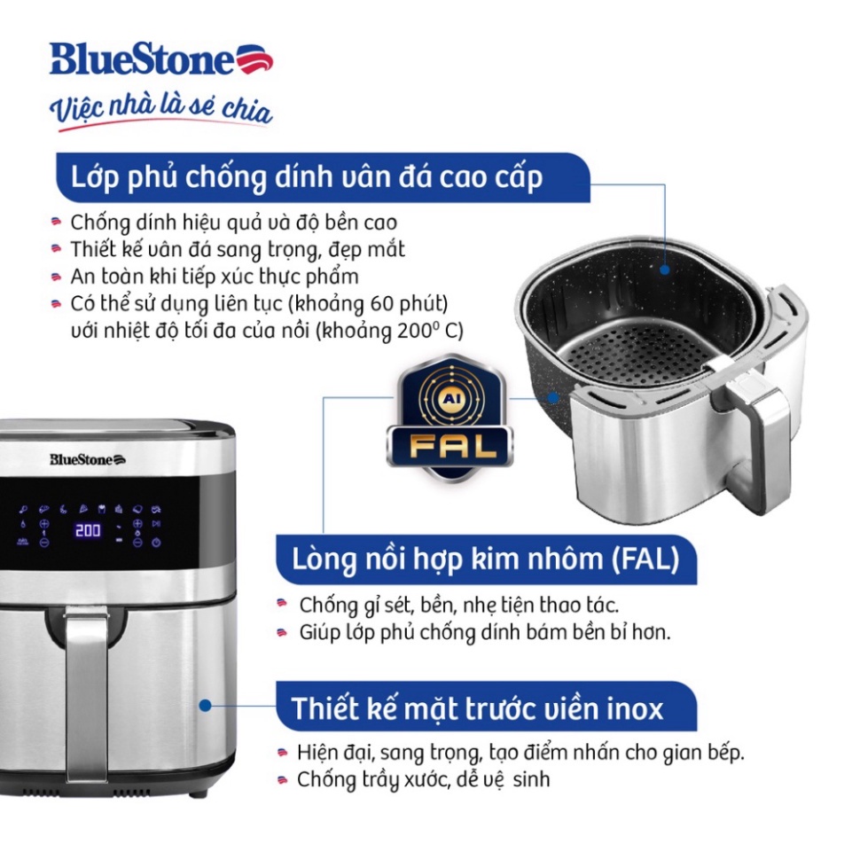 [Siêu Rè] Nồi chiên không dầu điện tử 6.5L BlueStone AFB-5885-Hàng Chính Hãng BH 24 Tháng.