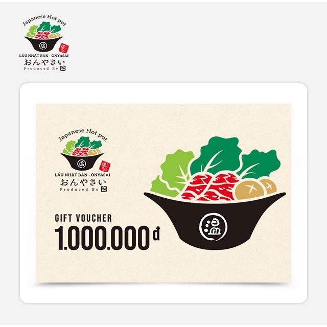 Hồ Chí Minh [Evoucher] Phiếu quà tặng On-Yasai Shabu Shabu 1000K