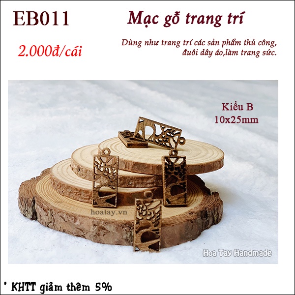 Mặt dây trang trí bằng gỗ - Nhãn gỗ hình Cây Sự Sống - Chiếc Lá EB011