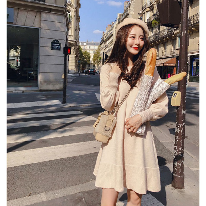 Đầm Len Tay Dài Thời Trang Cho Nữ