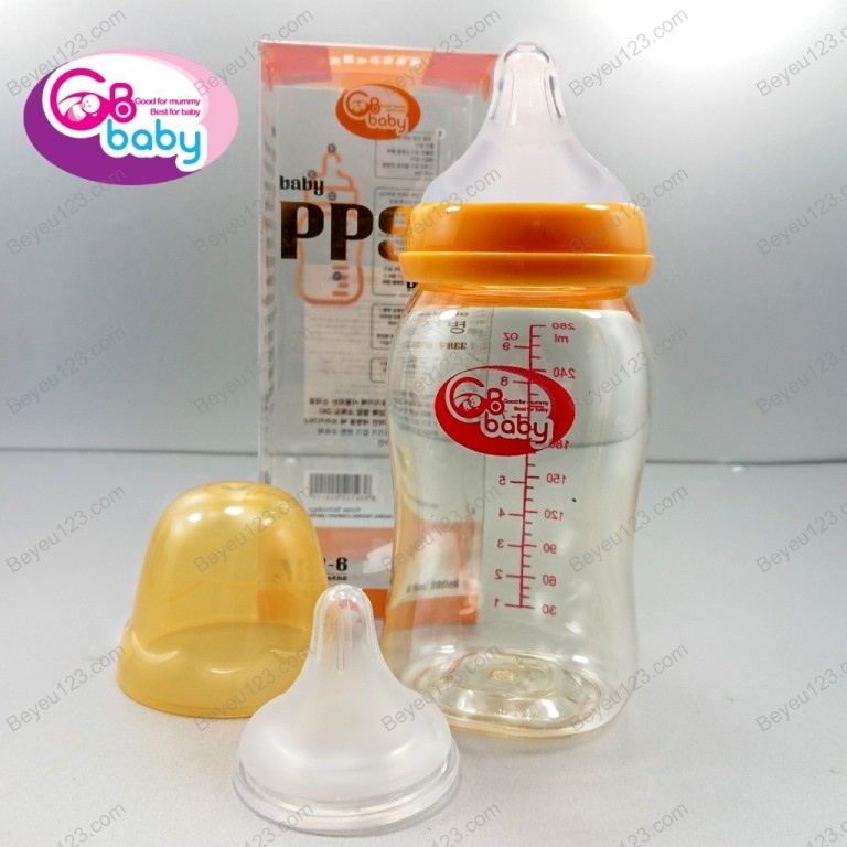 (90ml / 160ml / 280ml) Bình sữa cổ rộng cao cấp PPSU GB BABY (Công nghệ Hàn Quốc)