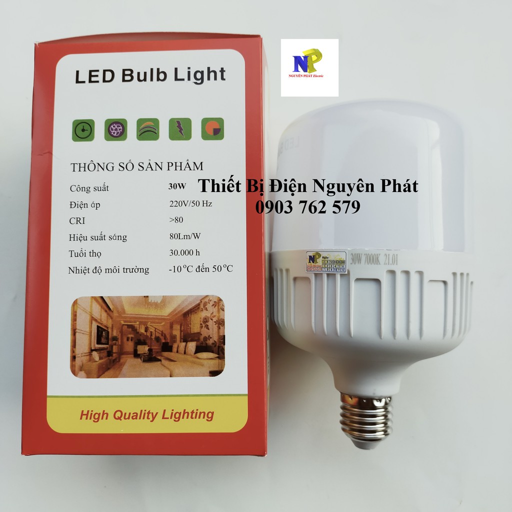 [COMBO] 3 Bóng Đèn Led Trụ 30w E27 Ánh Sáng Trắng - Tiết Kiệm Năng Lượng