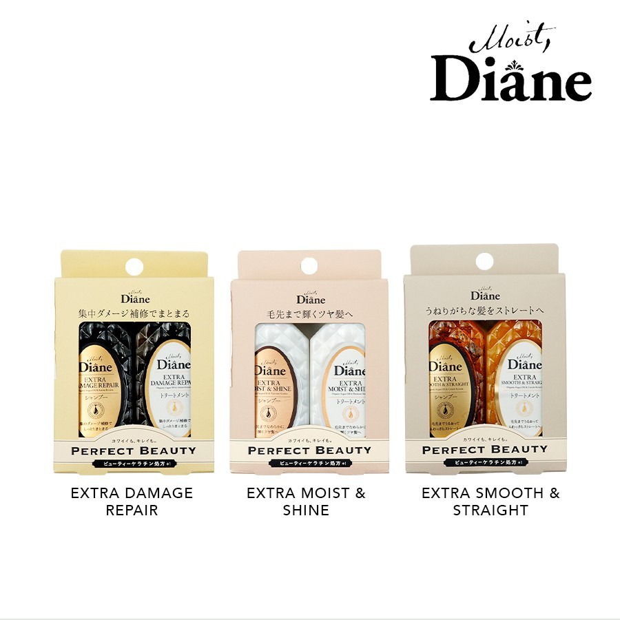 Cặp Gội Xả Vào Nếp Suôn Mượt Moist Diane Extra Straight DÀNH CHO MÁI TÓC KHÔ, QUĂN, KHÔNG VÀO NẾP