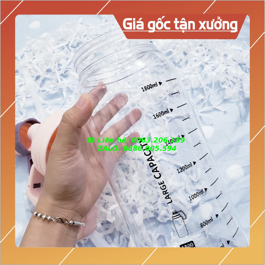 [HOT] Bình nước có quai xách, ống hút BIG size 2000ml