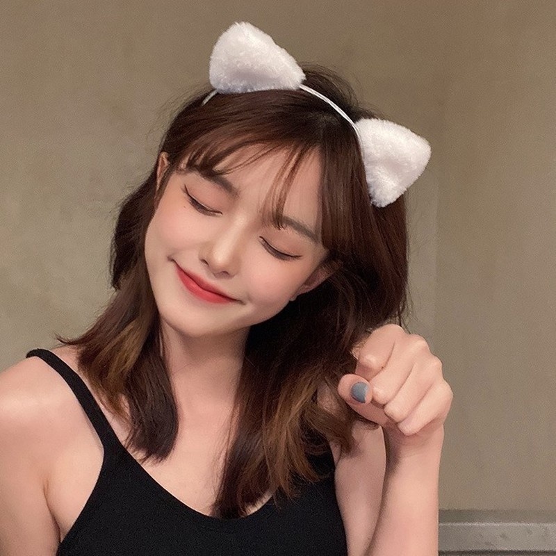 Băng đô cài tóc thiết kế tai mèo phong cách Hàn Quốc 2021 đáng yêu thời trang