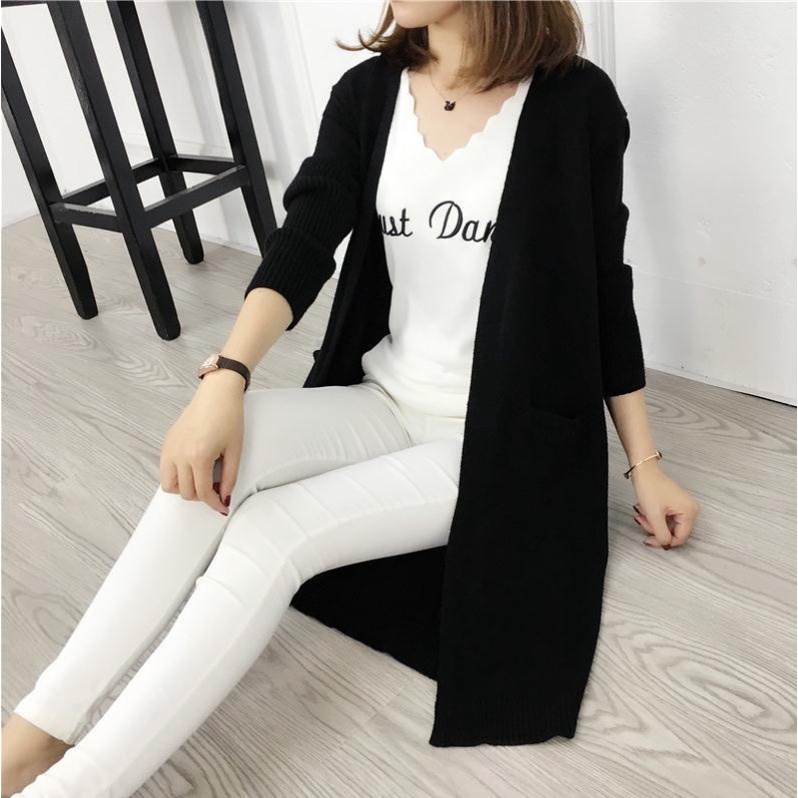 Áo khoác len cardigan quảng châu dáng dài chất đẹp Kl13