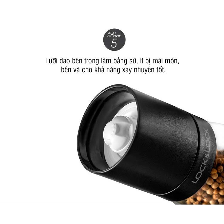 Dụng cụ tiêu thủy tinh LocknLock dung tích 140ml lưỡi sứ nắp gỗ sồi tiện dụng CKO115 CKO115S2 - K-MALL