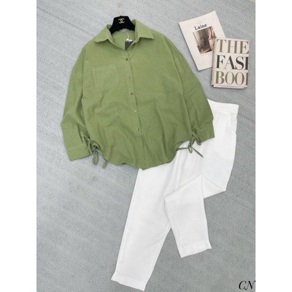 Sét áo sơmi xanh+quần trắng