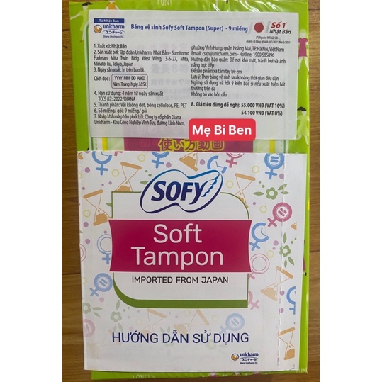 Bộ 10 Hộp Băng vệ sinh siêu thấm Sofy Soft Tampon Super hộp 9 miếng - Hàng nhập khẩu chính hãng