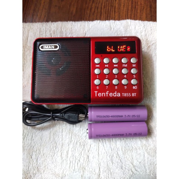 Máy-Loa-Đài,T855 +2Pin-Có Hỗ Trợ Bluetooth+ghi âm+Radio đài Fm.