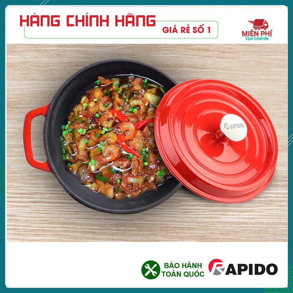 Nồi gang đúc tráng men Rapido, Bộ nồi gang đúc tráng men Rapido, kích cỡ 20, 22, 24cm , dùng cho tất cả các loại bếp. (ả