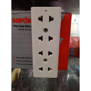 Ổ CẮM GẮN TƯỜNG SOPOKA E25 4 LỖ CẮM 10A - 250V