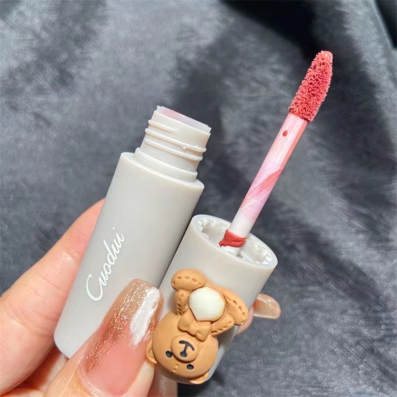 Son Kem Lì CUODUI Nắp Gấu Dễ Thương Dưỡng Ẩm Lâu Trôi