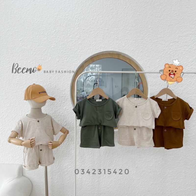 [BEEMO] BỘ COTTON ĐÍNH CÚC 3 MÀU CHO BÉ SIÊU MÁT