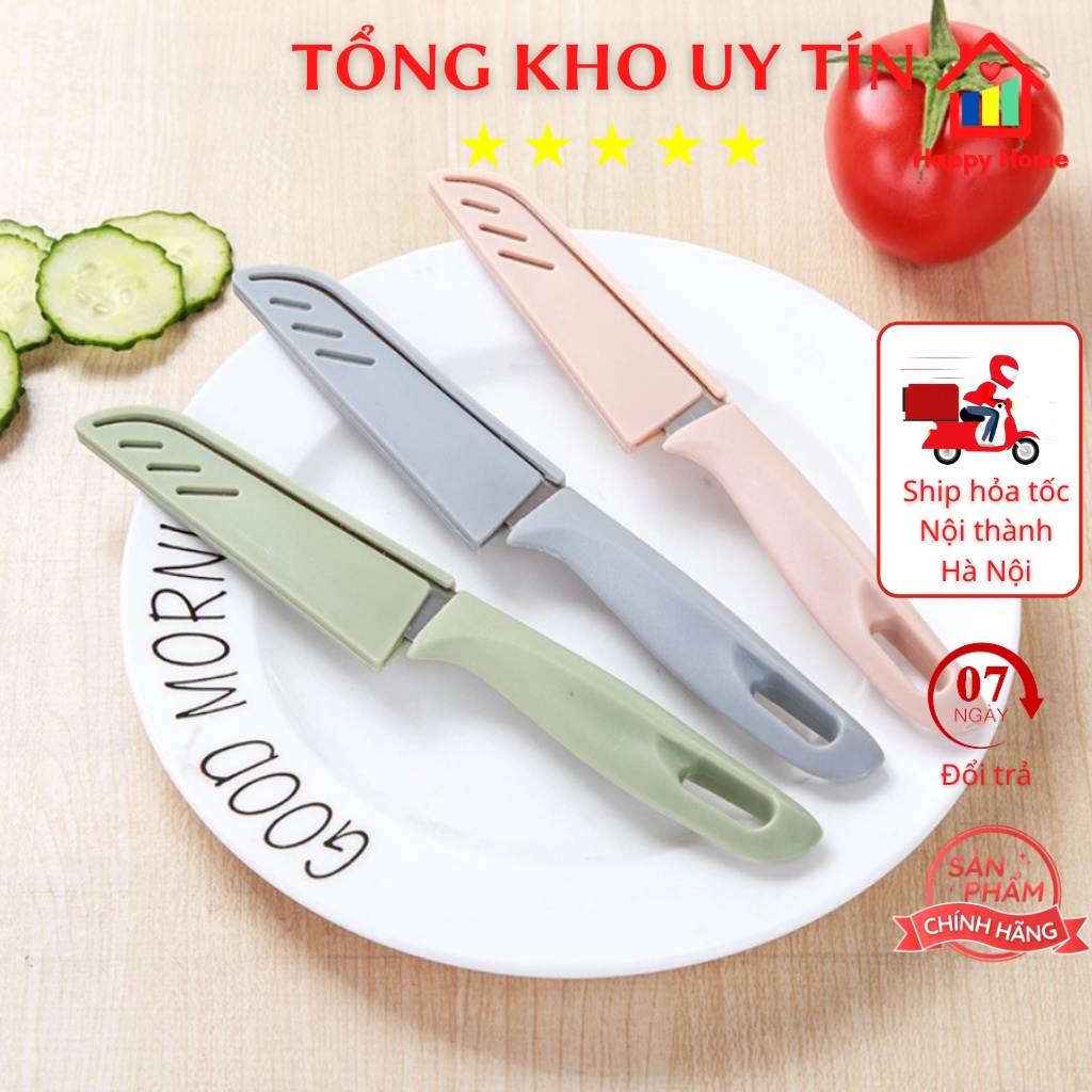 Dao gọt hoa quả có bọc an toàn, dao gọt trái cây sắc bén có nắp đậy tiện lợi Happy Home