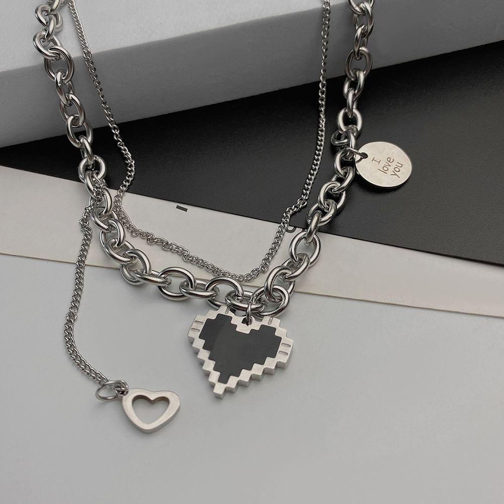 Dây Chuyền Thép Titan Nhiều Lớp Phong Cách Hip Hop Thời Trang Cho Nữ