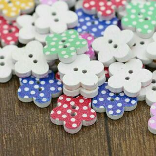 8 nút gỗ bông hoa chấm bi 2cm